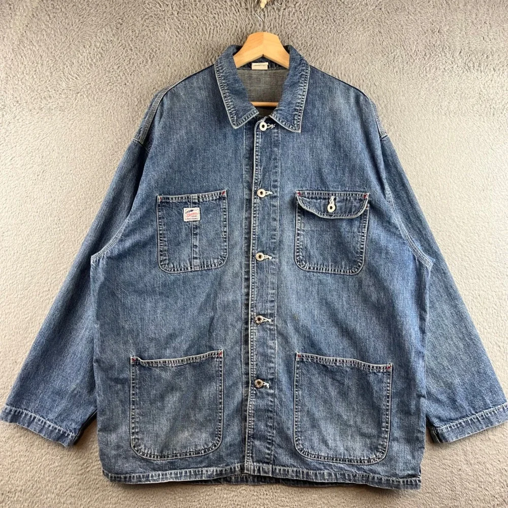 Vintage Gap Denim Deluxe Premier Standard Chore Coat Blue Denim Jacket XL